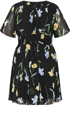 Petal Print Mini Dress - black