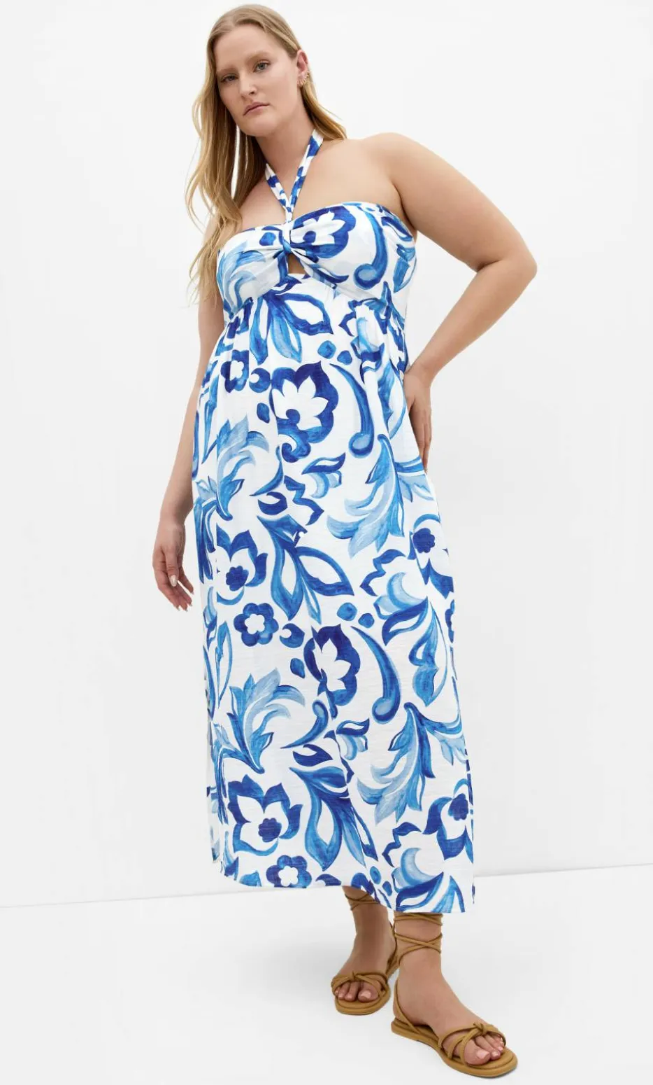 Peta Serene Print Maxi Dress - blue