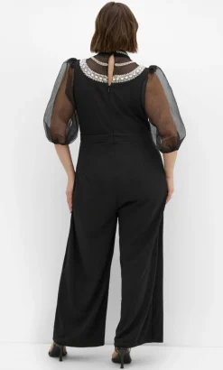 Phoenix Sheer Sleeve Jumpsuit - black
