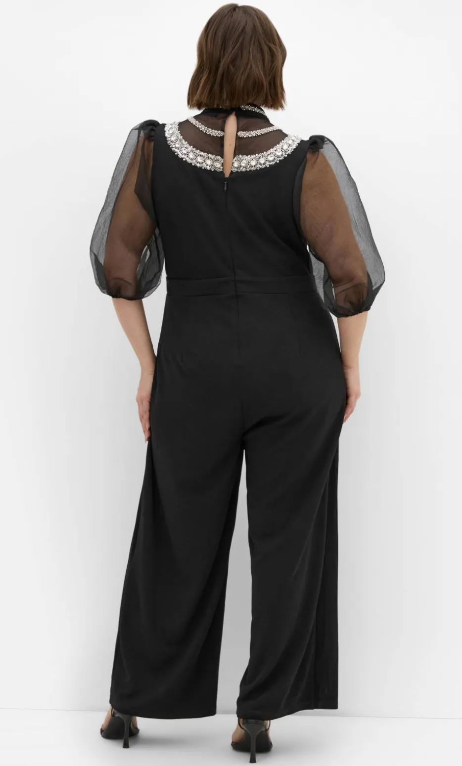 Phoenix Sheer Sleeve Jumpsuit - black