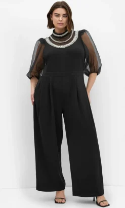 Phoenix Sheer Sleeve Jumpsuit - black