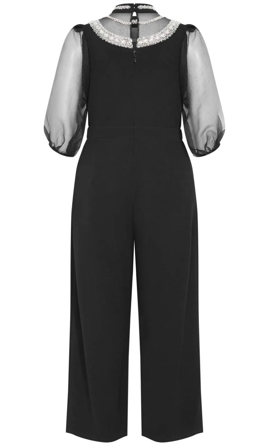 Phoenix Sheer Sleeve Jumpsuit - black