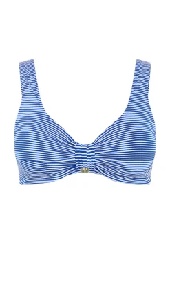 Positano Print Underwire Bikini Top - cobalt blue
