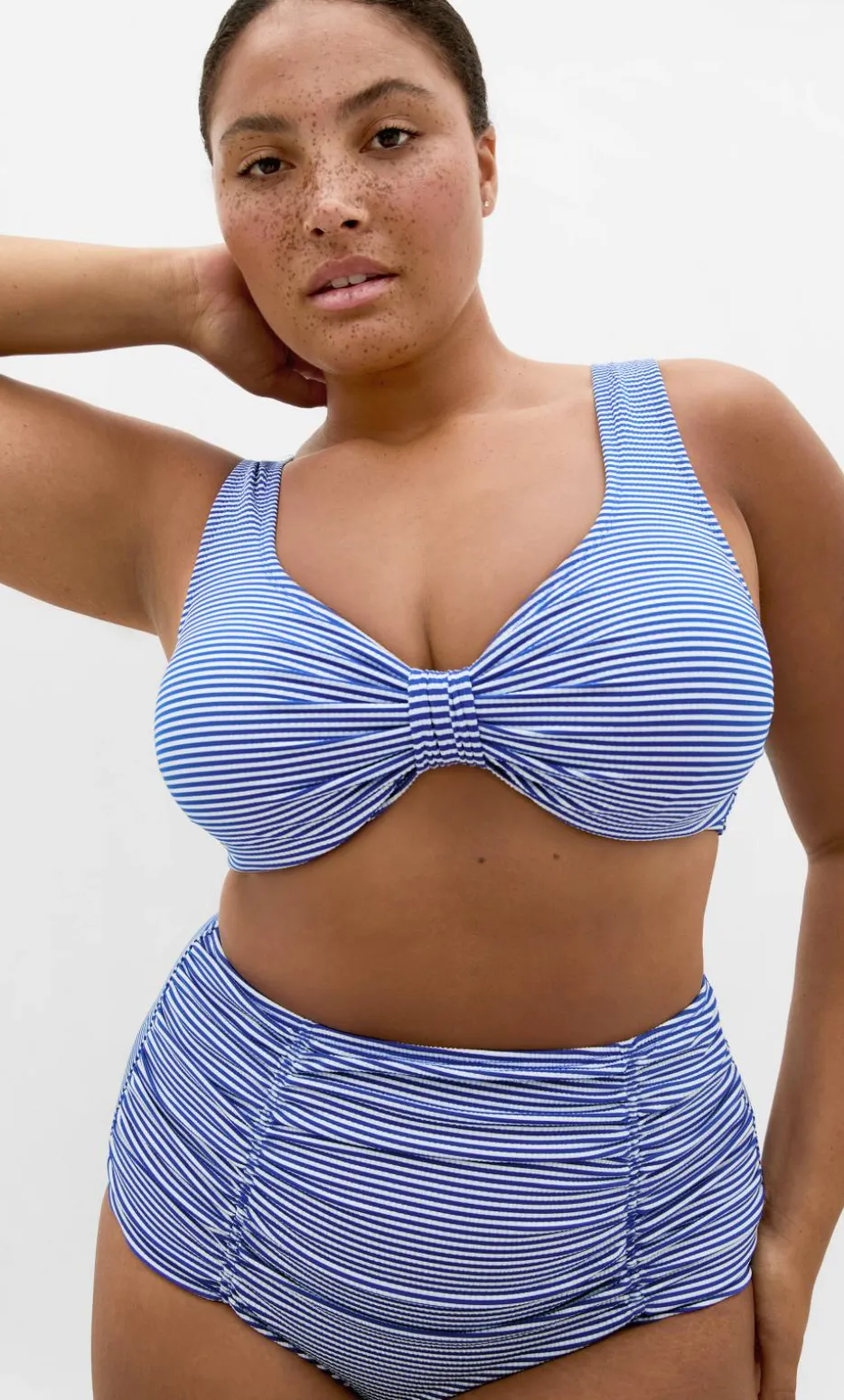 Positano Print Underwire Bikini Top - cobalt blue