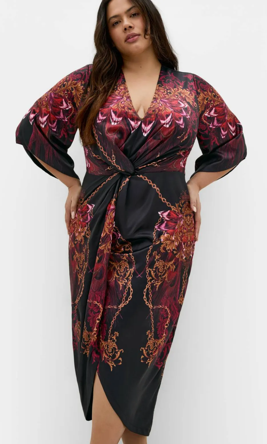 Priscilla Twist Tulip Maxi Dress - ruby
