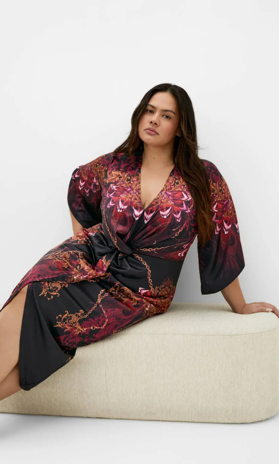 Priscilla Twist Tulip Maxi Dress - ruby