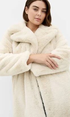 Remi Faux Fur Coat - cream