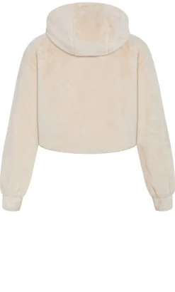 Remi Faux Fur Hooded Bomber - cream