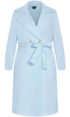 Riley Row Belted Coat - powder blue