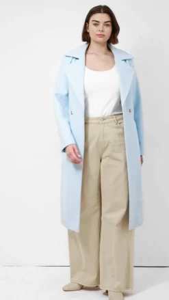 Riley Row Belted Coat - powder blue