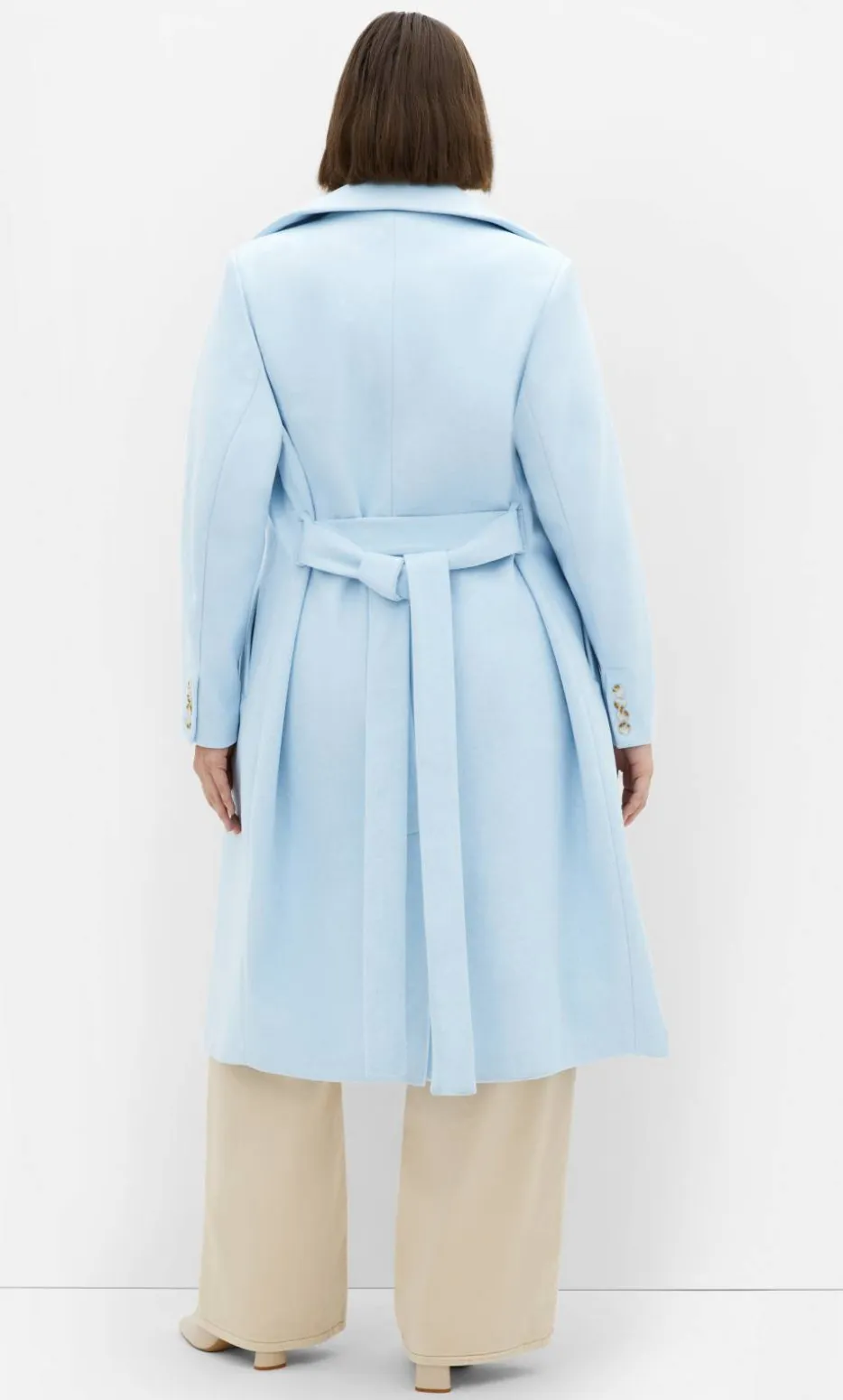 Riley Row Belted Coat - powder blue