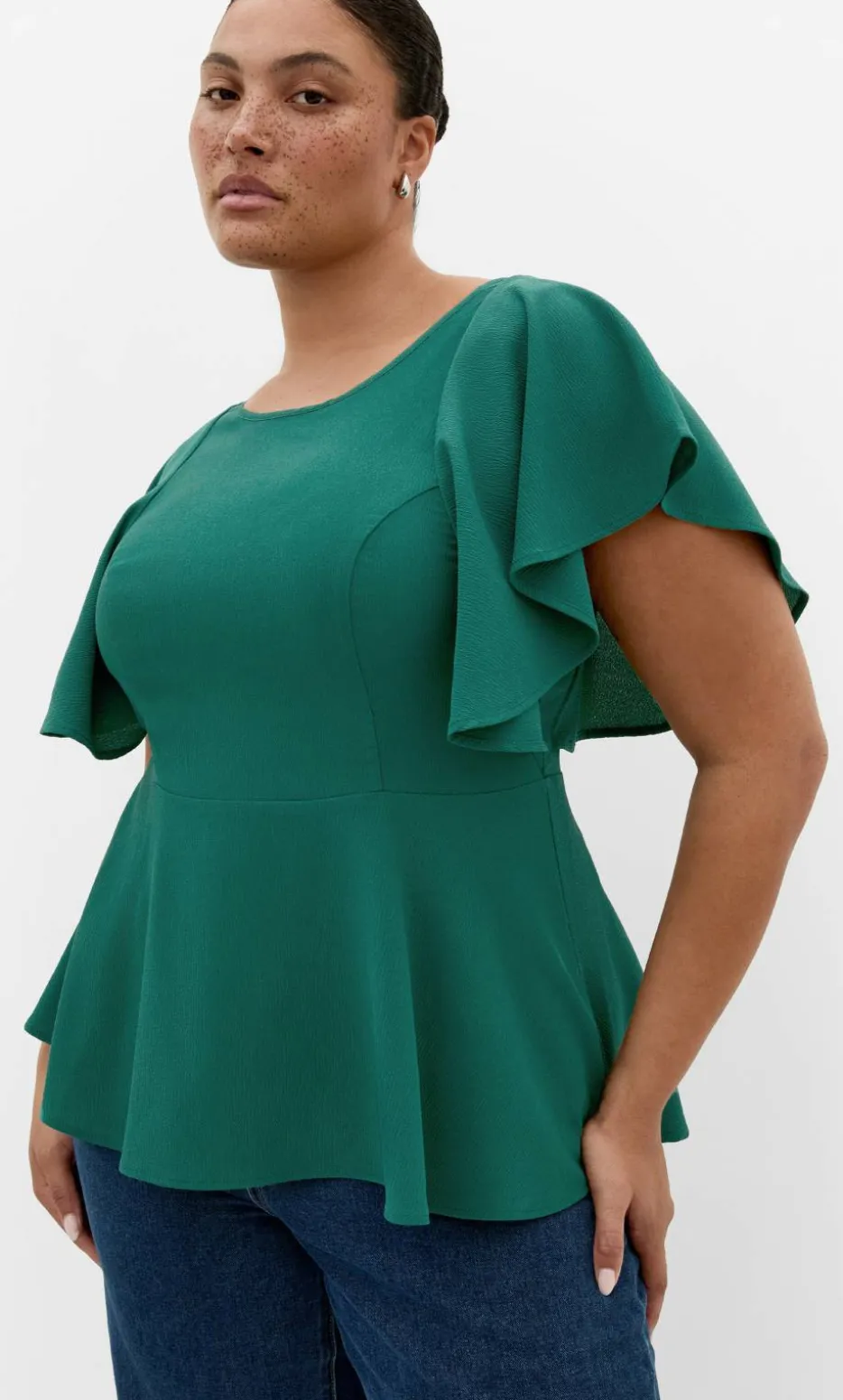 Romantic Mood Peplum Top - jade