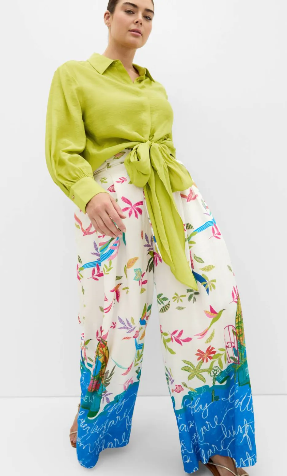 Rosa Tie Shirt - chartreuse
