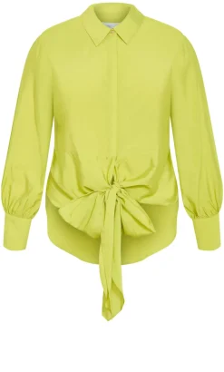 Rosa Tie Shirt - chartreuse