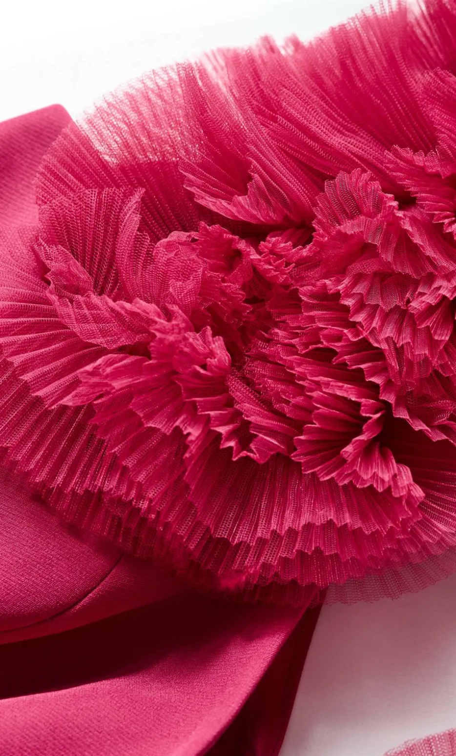 Roselyn Ruffle Tulle Midi Dress - raspberry
