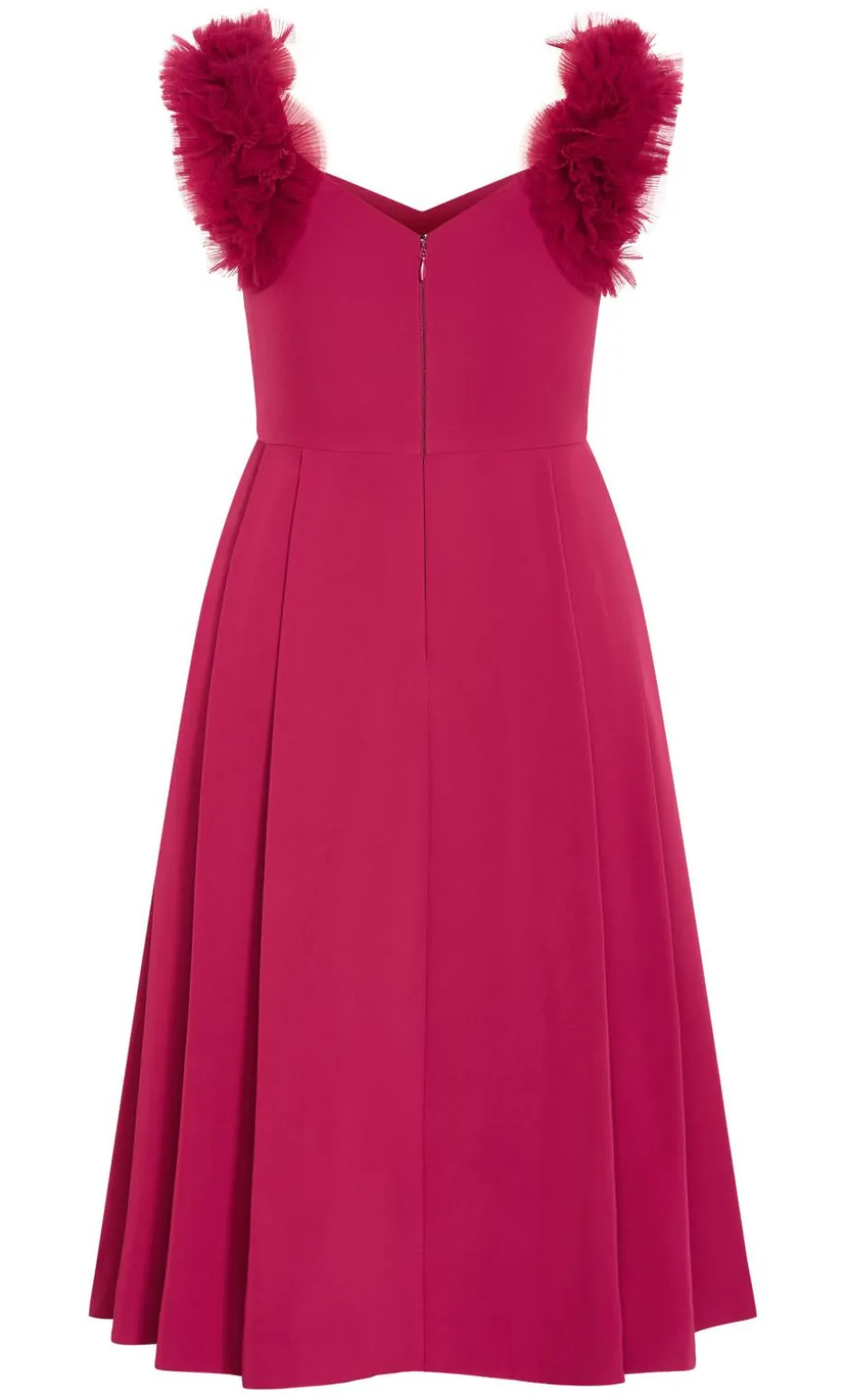 Roselyn Ruffle Tulle Midi Dress - raspberry