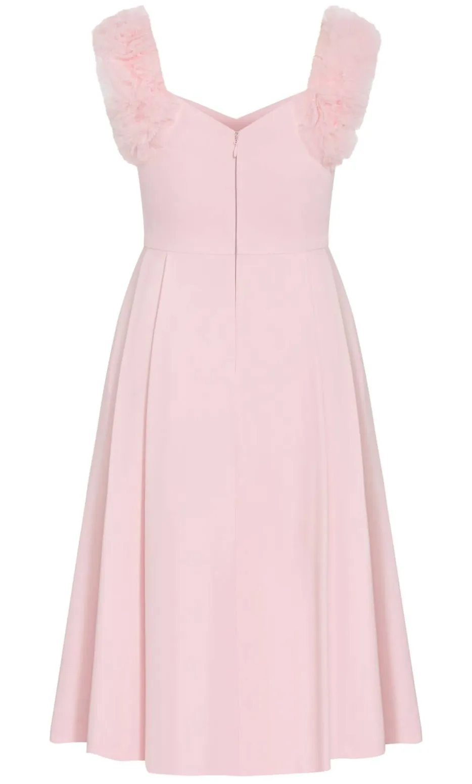 Roselyn Ruffle Tulle Midi Dress - heavenly pink
