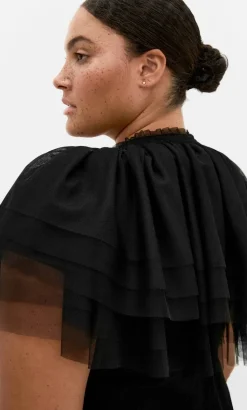 Ruffle Mesh Shrug - black