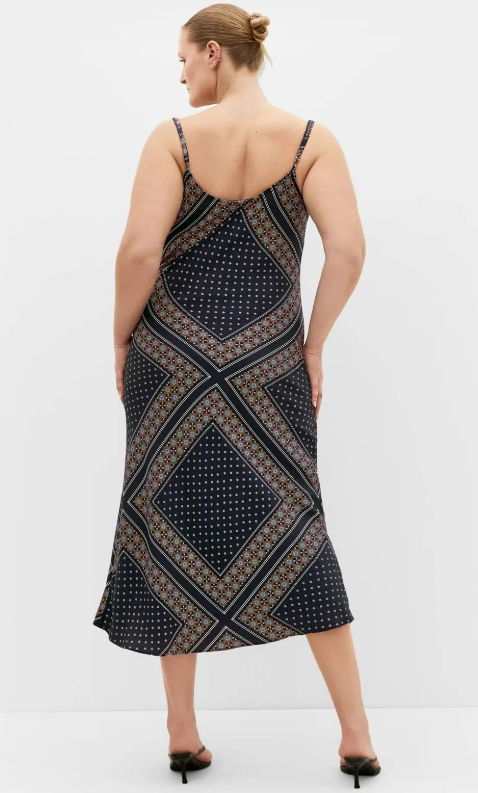 Sadie Boho Print Slip Dress - black