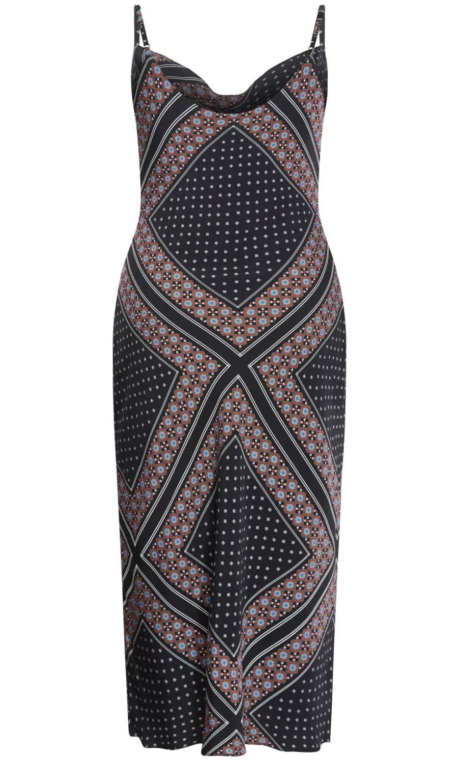 Sadie Boho Print Slip Dress - black