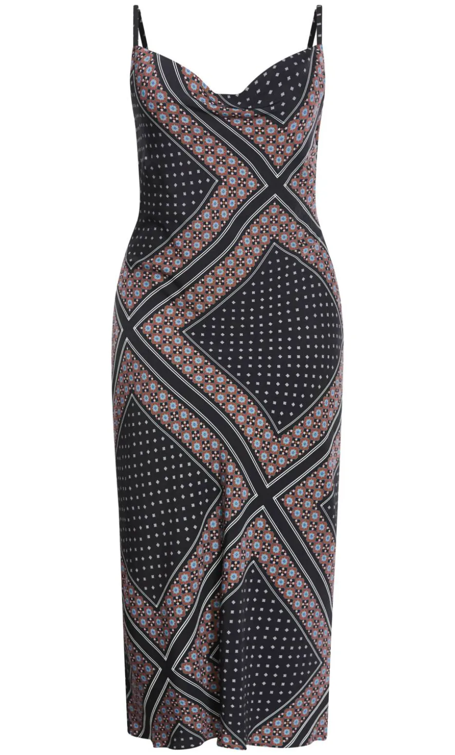 Sadie Boho Print Slip Dress - black