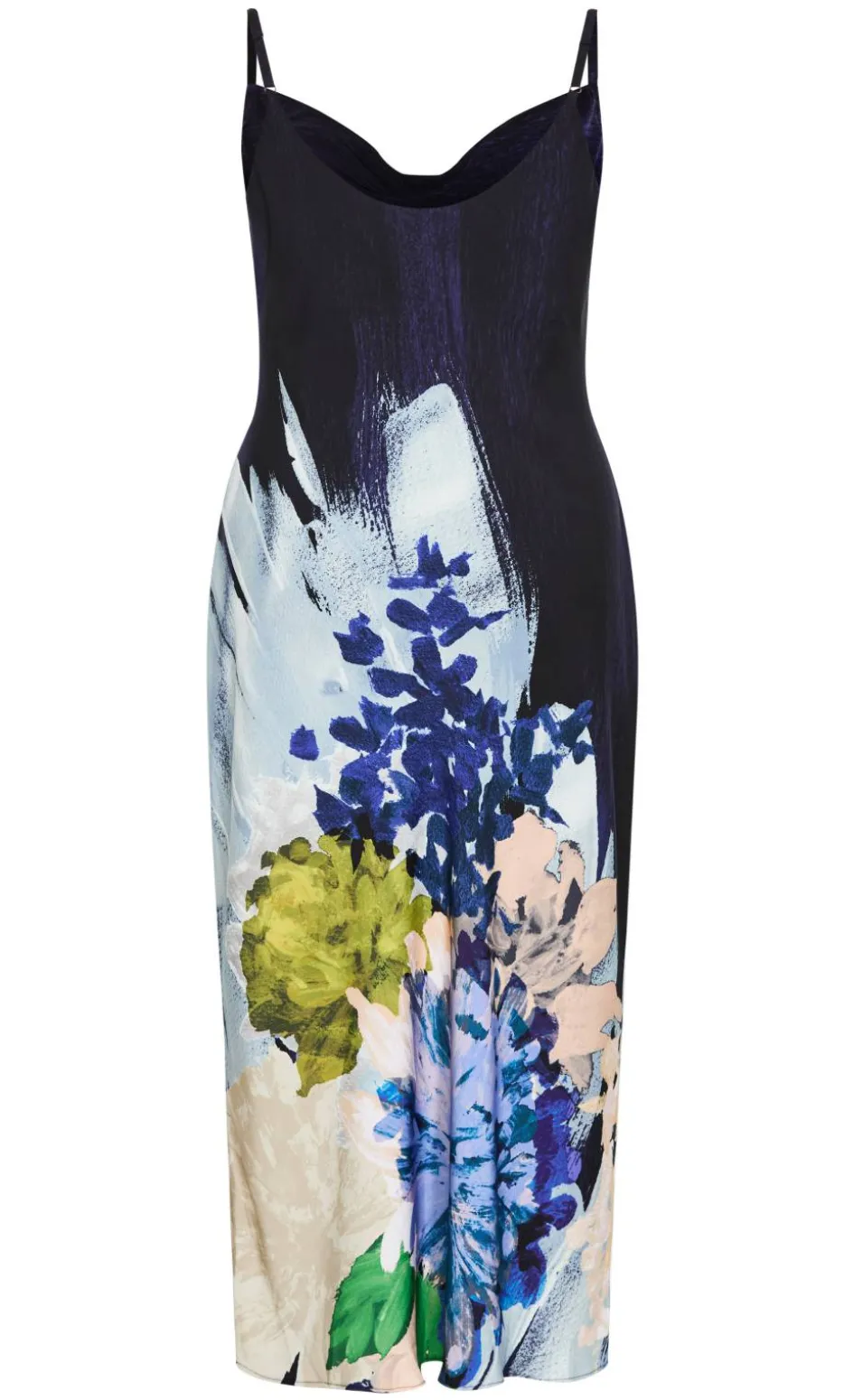 Sadie Dahlia Print Slip Dress - navy