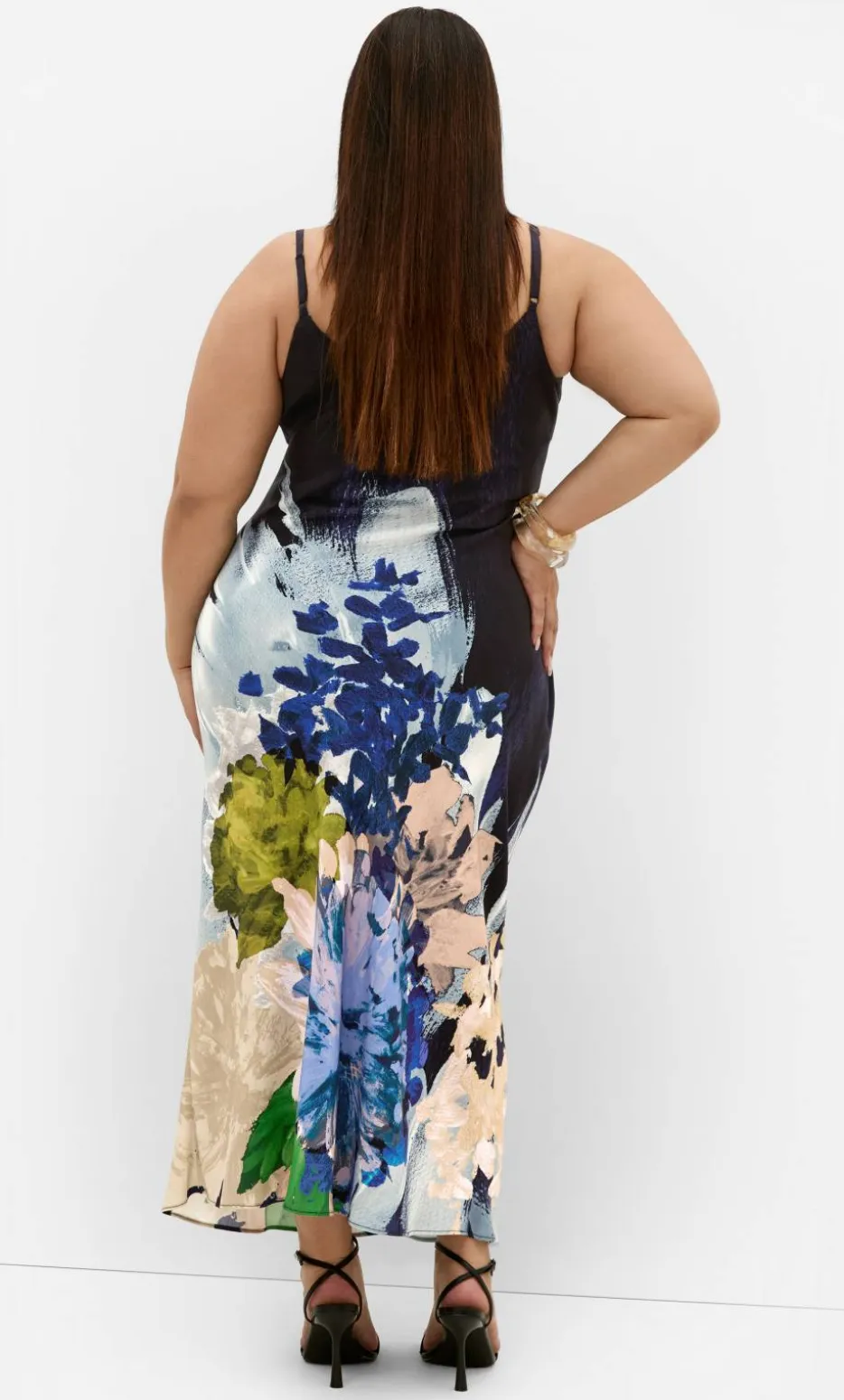Sadie Dahlia Print Slip Dress - navy