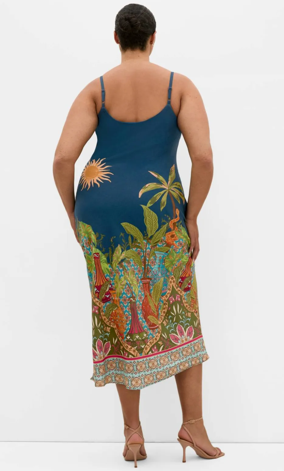 Sadie Paradise Print Slip Dress - alpine navy