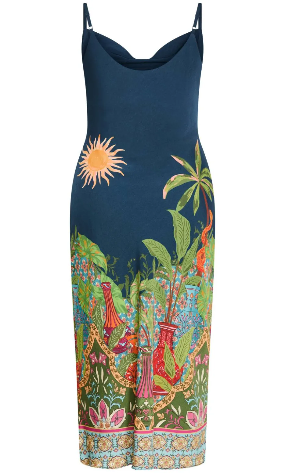 Sadie Paradise Print Slip Dress - alpine navy