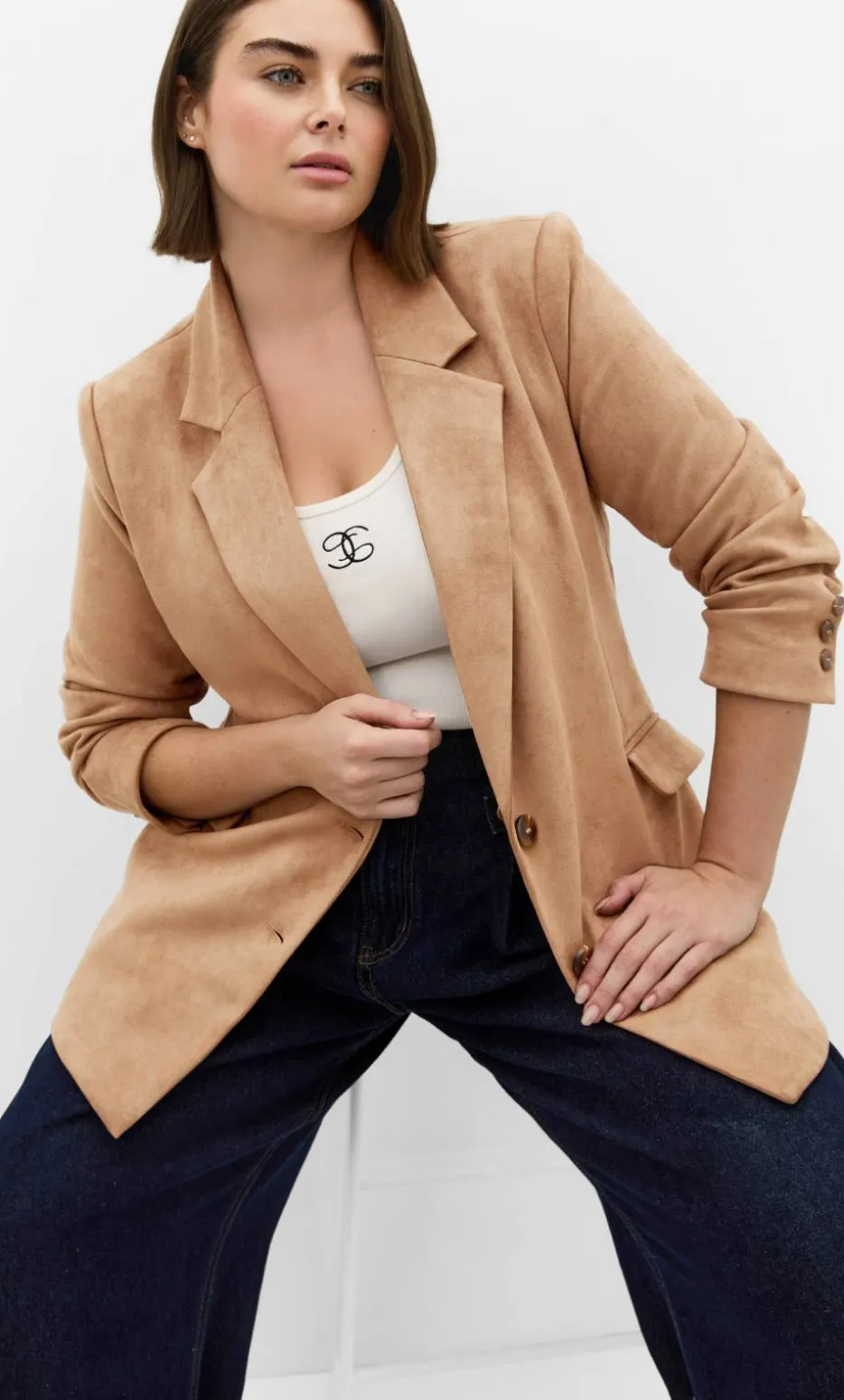 Sara Sueded Blazer - caramel