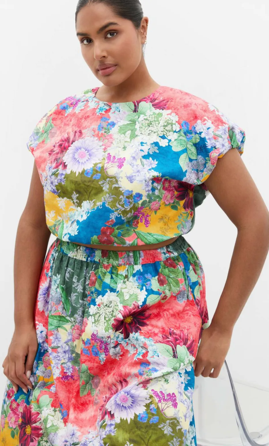 Sarina Berry Floral Print Cotton Top - sage