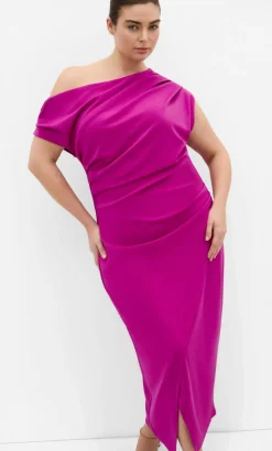 Sassy Off Shoulder Dress - magenta
