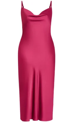 Satin Slip Dress - raspberry