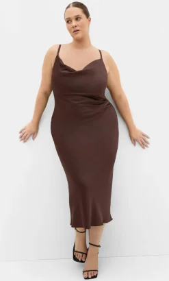 Satin Slip Dress - truffle