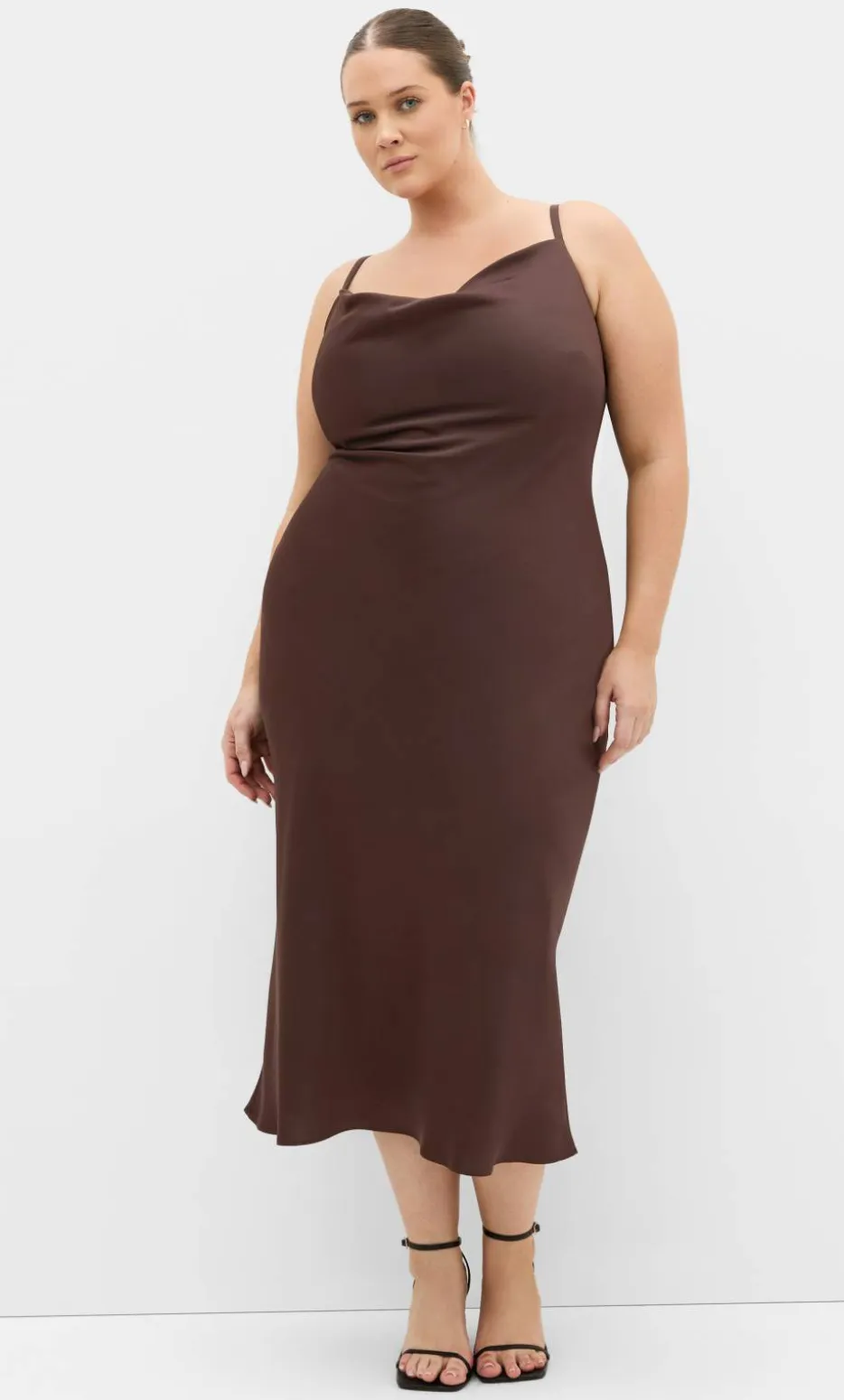 Satin Slip Dress - truffle