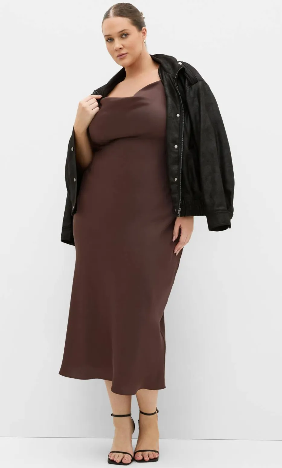 Satin Slip Dress - truffle