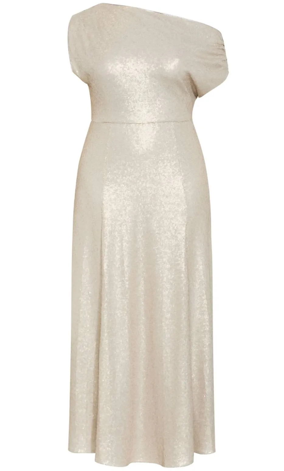 Sequin Off Shoulder Maxi Dress - gold