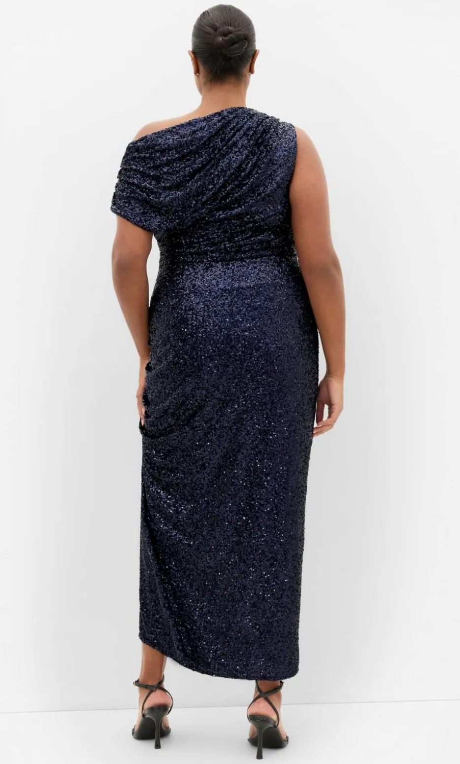 Sequin Star Off Shoulder Maxi Dress - navy