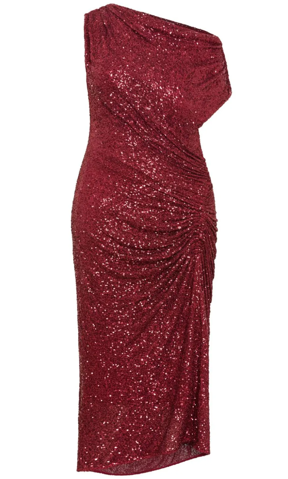 Sequin Star Off Shoulder Maxi Dress - berry