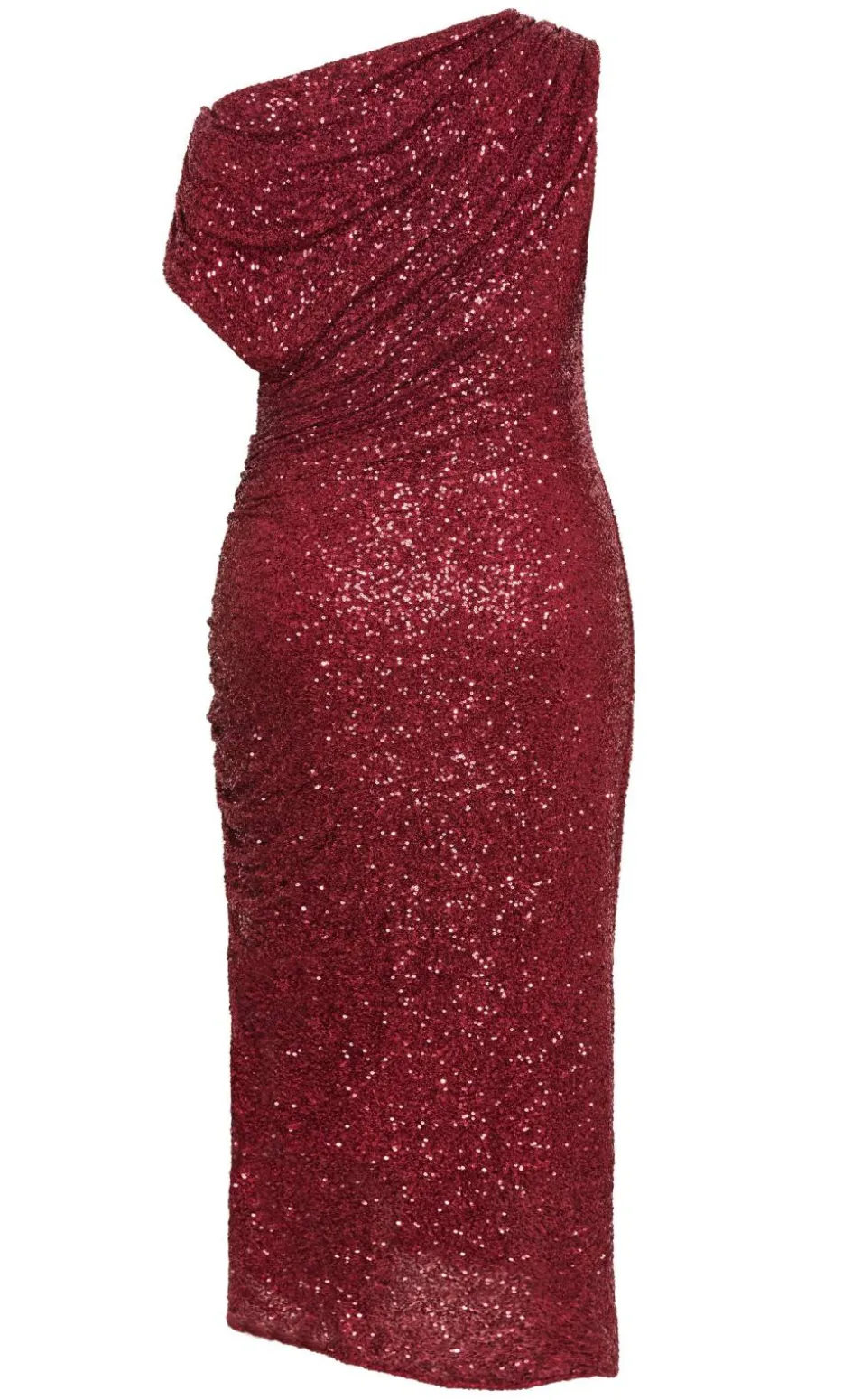 Sequin Star Off Shoulder Maxi Dress - berry