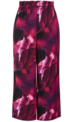 Shania Vivid Print Wide Leg Pant - deep plum