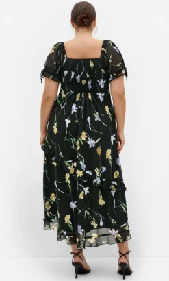 Shayla Petal Print Maxi Dress - black