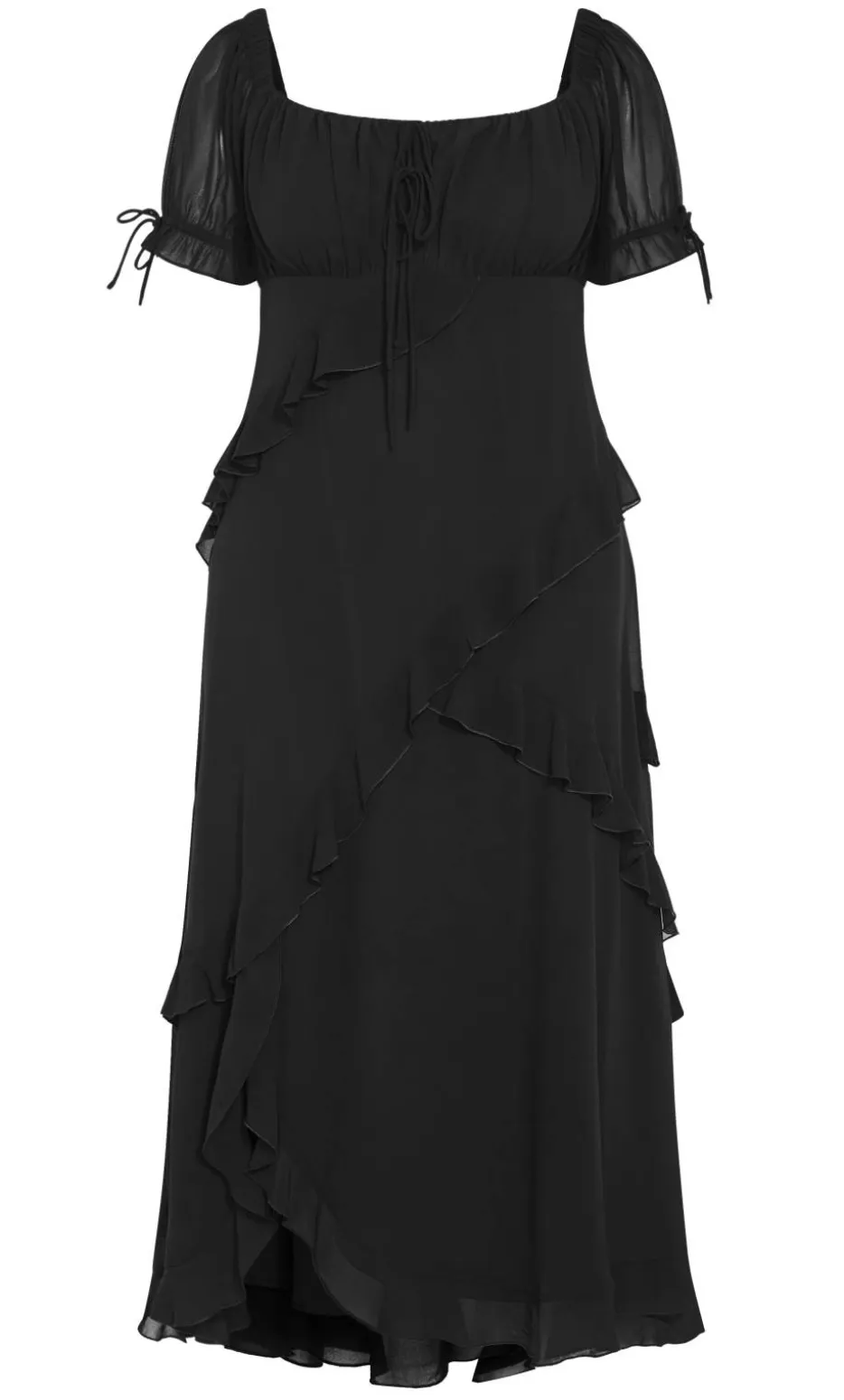 Shayla Ruffle Maxi Dress - black