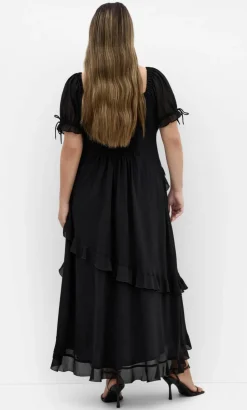 Shayla Ruffle Maxi Dress - black