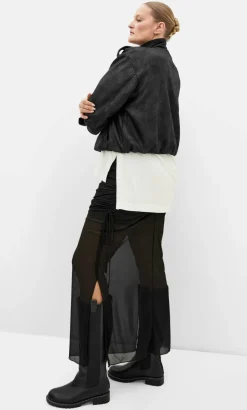 Shelly Side Tie Mesh Skirt - black