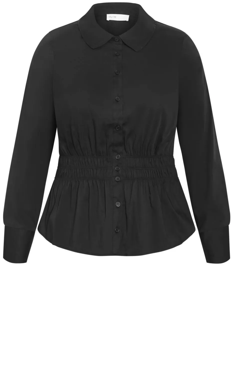 Shirred Waist Shirt - black