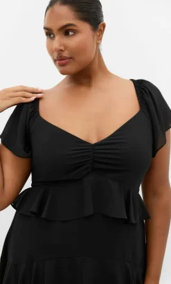 Sienna Ruffle Tier Maxi Dress - black
