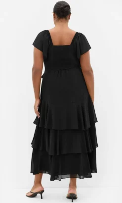 Sienna Ruffle Tier Maxi Dress - black