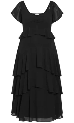 Sienna Ruffle Tier Maxi Dress - black