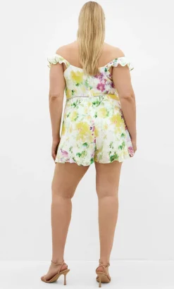 Skai Spring Print Playsuit - light lime